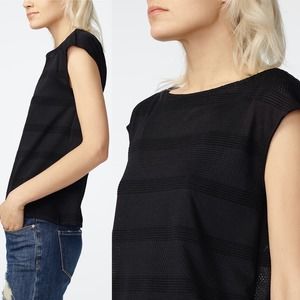 AX Armani Exchange Mesh Boatneck Black Top Sz XS